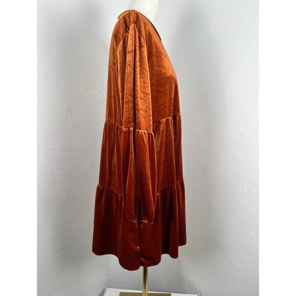 RICH RUST STRETCH VELVET DRESS (Woman's: XL) - Picture 7 of 10